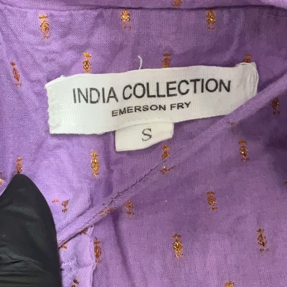 Emerson Fry India Collection Emmaline Blouse Lavender Purple Gold Dot Size Small - Picture 4 of 5